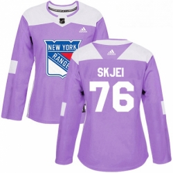 Womens Adidas New York Rangers 76 Brady Skjei Authentic Purple Fights Cancer Practice NHL Jersey 