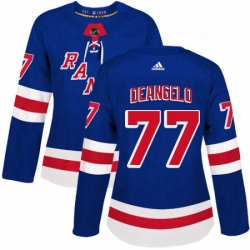 Womens Adidas New York Rangers 77 Anthony DeAngelo Authentic Royal Blue Home NHL Jersey 