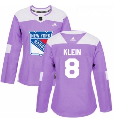 Womens Adidas New York Rangers 8 Kevin Klein Authentic Purple Fights Cancer Practice NHL Jersey 