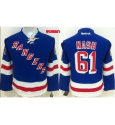 Womens New York Rangers #61 Rick Nash Blue Home Stitched NHL Jersey