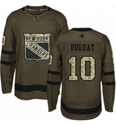 Youth Adidas New York Rangers 10 Ron Duguay Authentic Green Salute to Service NHL Jersey 