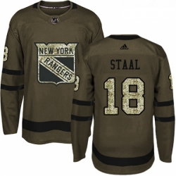 Youth Adidas New York Rangers 18 Marc Staal Premier Green Salute to Service NHL Jersey 