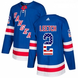 Youth Adidas New York Rangers 2 Brian Leetch Authentic Royal Blue USA Flag Fashion NHL Jersey 