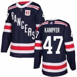 Youth Adidas New York Rangers 47 Steven Kampfer Authentic Navy Blue 2018 Winter Classic NHL Jersey 