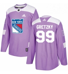 Youth Adidas New York Rangers 99 Wayne Gretzky Authentic Purple Fights Cancer Practice NHL Jersey 