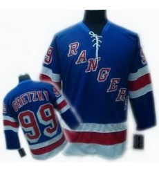 Youth kids RBK hockey jerseys NY Rangers 99# GRETZKY BLUE