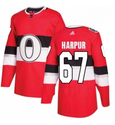 Mens Adidas Ottawa Senators 67 Ben Harpur Authentic Red 2017 100 Classic NHL Jersey 