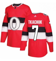 Mens Adidas Ottawa Senators 7 Brady Tkachuk Authentic Red 2017 100 Classic NHL Jersey 