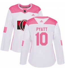 Womens Adidas Ottawa Senators 10 Tom Pyatt Authentic WhitePink Fashion NHL Jersey 