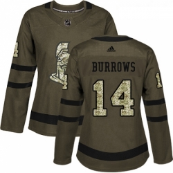 Womens Adidas Ottawa Senators 14 Alexandre Burrows Authentic Green Salute to Service NHL Jersey 