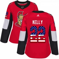 Womens Adidas Ottawa Senators 22 Chris Kelly Authentic Red USA Flag Fashion NHL Jersey 