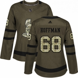 Womens Adidas Ottawa Senators 68 Mike Hoffman Authentic Green Salute to Service NHL Jersey 