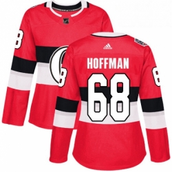 Womens Adidas Ottawa Senators 68 Mike Hoffman Authentic Red 2017 100 Classic NHL Jersey 