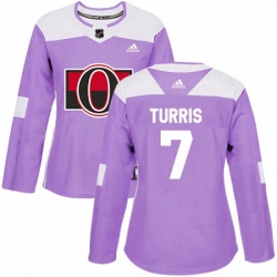 Womens Adidas Ottawa Senators 7 Kyle Turris Authentic Purple Fights Cancer Practice NHL Jersey 