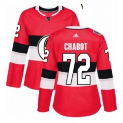 Womens Adidas Ottawa Senators 72 Thomas Chabot Authentic Red 2017 100 Classic NHL Jersey 