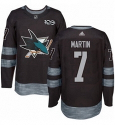 Mens Adidas San Jose Sharks 7 Paul Martin Premier Black 1917 2017 100th Anniversary NHL Jersey 