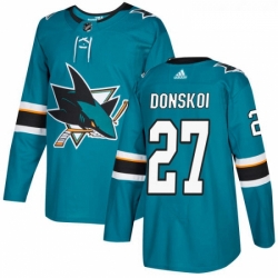 Youth Adidas San Jose Sharks 27 Joonas Donskoi Premier Teal Green Home NHL Jersey 