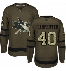 Youth Adidas San Jose Sharks 40 Ryan Carpenter Premier Green Salute to Service NHL Jersey 