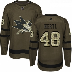 Youth Adidas San Jose Sharks 48 Tomas Hertl Premier Green Salute to Service NHL Jersey 