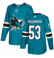 Youth Adidas San Jose Sharks 53 Brandon Mashinter Authentic Teal Green Home NHL Jersey 