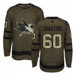 Youth Adidas San Jose Sharks 60 Rourke Chartier Authentic Green Salute to Service NHL Jersey 