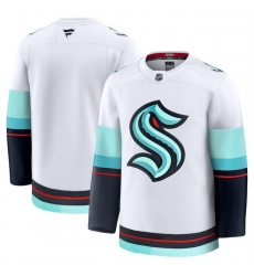 Men Seattle Kraken Blank White 2024 25 Away Stitched Hockey Jersey