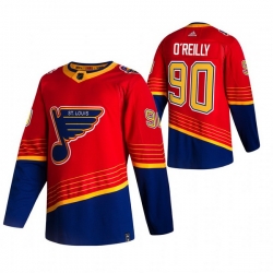 Men St  Louis Blues 90 Ryan O 27Reilly Red Adidas 2020 21 Reverse Retro Alternate NHL Jersey