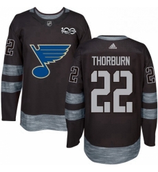 Mens Adidas St Louis Blues 22 Chris Thorburn Authentic Black 1917 2017 100th Anniversary NHL Jersey 