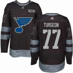 Mens Adidas St Louis Blues 77 Pierre Turgeon Authentic Black 1917 2017 100th Anniversary NHL Jersey 