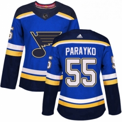 Womens Adidas St Louis Blues 55 Colton Parayko Premier Royal Blue Home NHL Jersey 