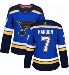 Womens Adidas St Louis Blues 7 Patrick Maroon Authentic Royal Blue Home NHL Jersey 