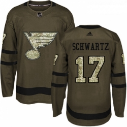 Youth Adidas St Louis Blues 17 Jaden Schwartz Authentic Green Salute to Service NHL Jersey 