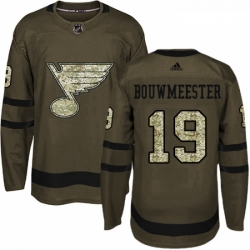 Youth Adidas St Louis Blues 19 Jay Bouwmeester Premier Green Salute to Service NHL Jersey 