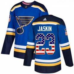 Youth Adidas St Louis Blues 23 Dmitrij Jaskin Authentic Blue USA Flag Fashion NHL Jersey 