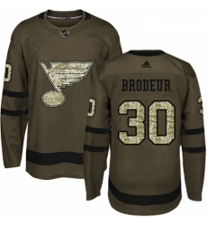 Youth Adidas St Louis Blues 30 Martin Brodeur Premier Green Salute to Service NHL Jersey 