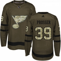 Youth Adidas St Louis Blues 39 Nate Prosser Premier Green Salute to Service NHL Jersey 