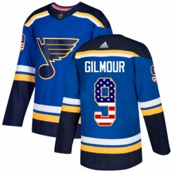 Youth Adidas St Louis Blues 9 Doug Gilmour Authentic Blue USA Flag Fashion NHL Jersey 