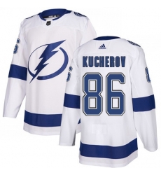 Men Adidas Tampa Bay Lightning 86 Nikita Kucherov Authentic White Home NHL Jersey