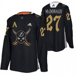 Men Tampa Bay Lightning 27 Ryan McDonagh Black Gasparilla Inspired Pirate Themed Warmup Stitched jersey