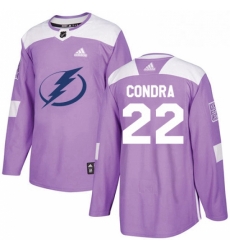 Mens Adidas Tampa Bay Lightning 22 Erik Condra Authentic Purple Fights Cancer Practice NHL Jersey 