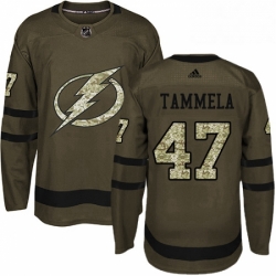 Mens Adidas Tampa Bay Lightning 47 Jonne Tammela Authentic Green Salute to Service NHL Jersey 