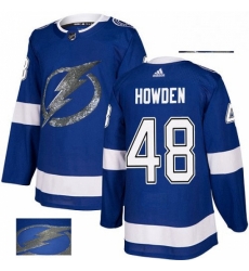 Mens Adidas Tampa Bay Lightning 48 Brett Howden Authentic Royal Blue Fashion Gold NHL Jersey 