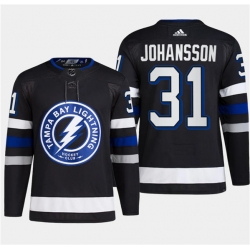 Men's Tampa Bay Lightning #31 Jonas Johansson Black 2024 Stadium Series Stitched Jersey