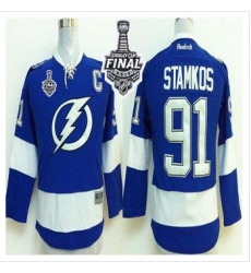 Tampa Bay Lightning #91 Steven Stamkos Royal Blue 2015 Stanley Cup Stitched Youth NHL Jersey