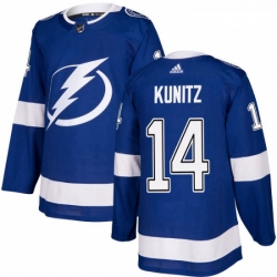 Youth Adidas Tampa Bay Lightning 14 Chris Kunitz Authentic Royal Blue Home NHL Jersey 