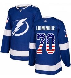 Youth Adidas Tampa Bay Lightning 70 Louis Domingue Authentic Blue USA Flag Fashion NHL Jerse