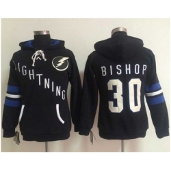 Women Tampa Bay Lightning #30 Ben Bishop Black Old Time Heidi NHL Hoodie