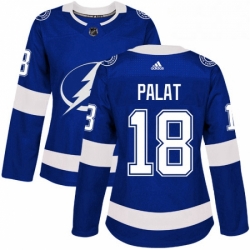 Womens Adidas Tampa Bay Lightning 18 Ondrej Palat Authentic Royal Blue Home NHL Jersey 