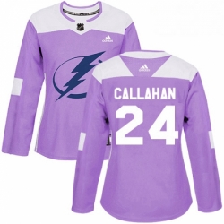 Womens Adidas Tampa Bay Lightning 24 Ryan Callahan Authentic Purple Fights Cancer Practice NHL Jersey 