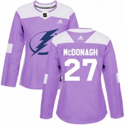 Womens Adidas Tampa Bay Lightning 27 Ryan McDonagh Authentic Purple Fights Cancer Practice NHL Jersey 